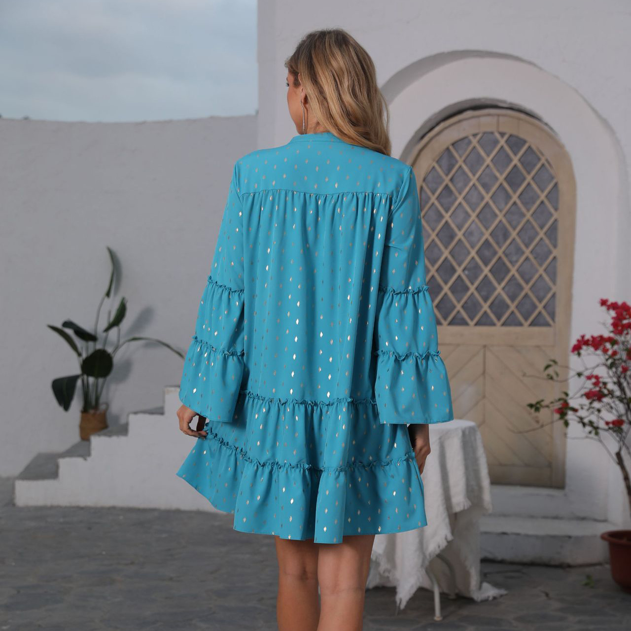Karina | Glockenärmel Hemdblusenkleid – Fließender Schnitt für Mühelose Eleganz