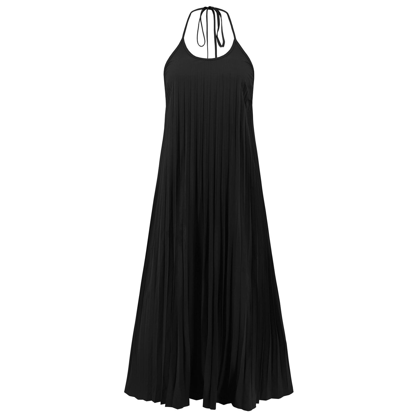 Olivia | Neckholder Rückenfreies Maxi Kleid – Plissierte Fließende Eleganz für Sommer