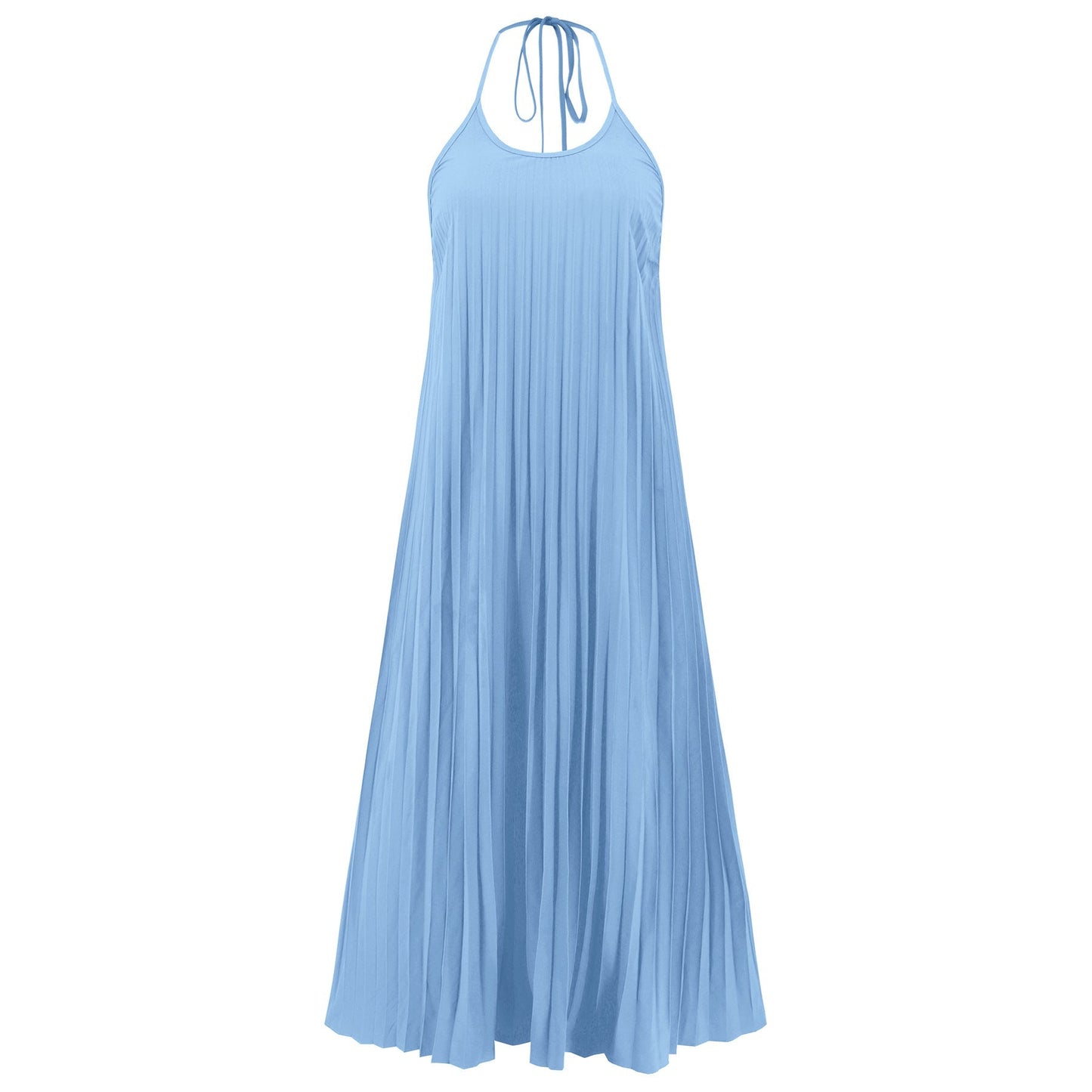 Olivia | Neckholder Rückenfreies Maxi Kleid – Plissierte Fließende Eleganz für Sommer