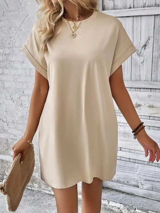 Saskia | Klassisches Cap Sleeve Mini Kleid – Sommer T-Shirt A-Linien Kleid mit Taschen